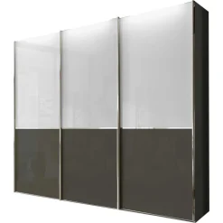 Wohnen Kleiderschränke|Schränke<Schwebetüren Kleiderschrank in Braun & Weiß - Genre