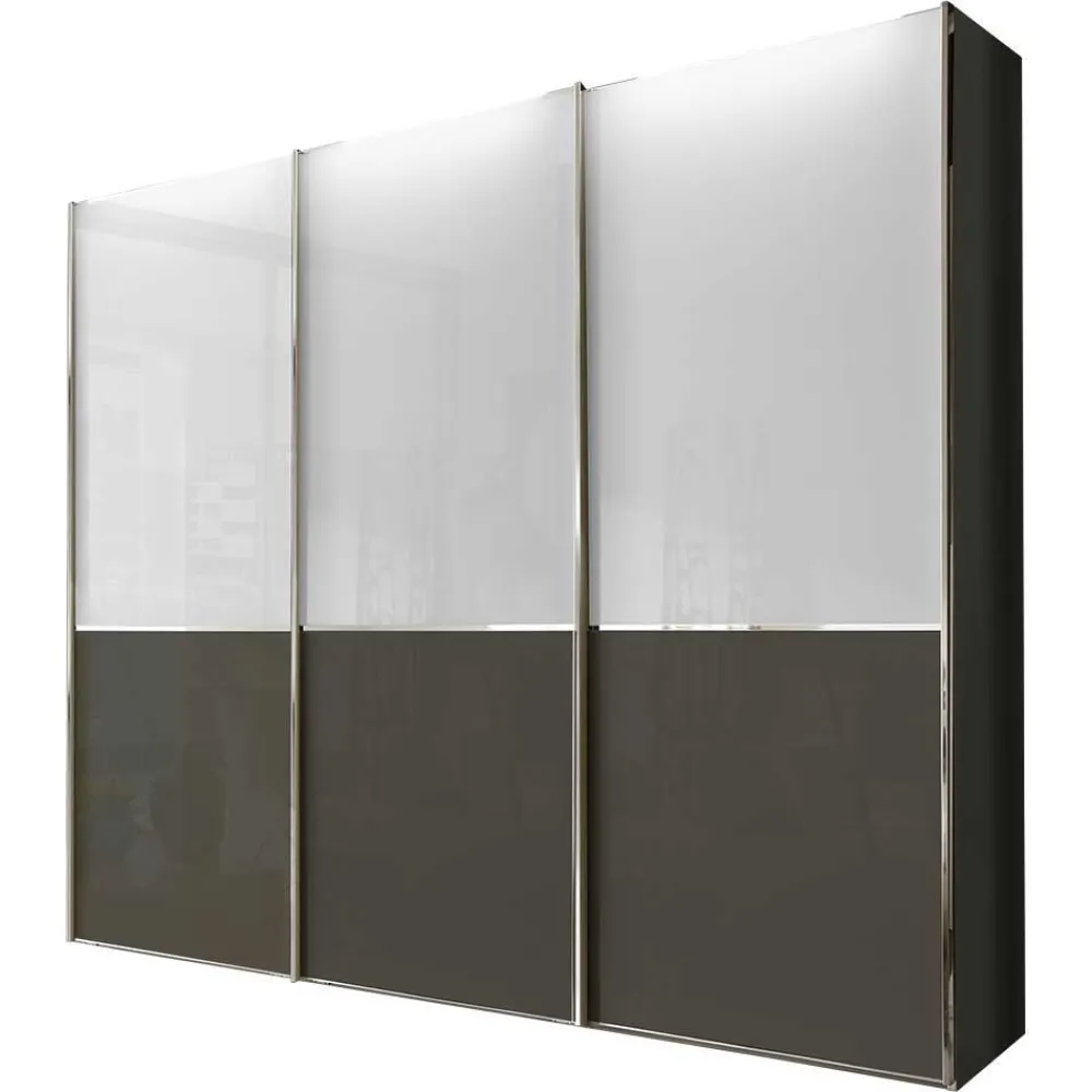 Wohnen Kleiderschränke|Schränke<Schwebetüren Kleiderschrank in Braun & Weiß - Genre
