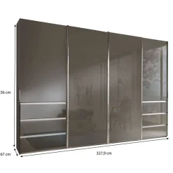 Wohnen Kleiderschränke<Schwebetüren-Kleiderschrank in Braun Glasfront - Radojan