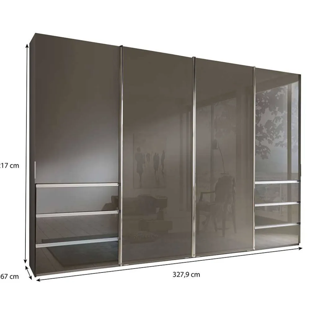 Wohnen Kleiderschränke<Schwebetüren-Kleiderschrank in Braun Glasfront - Radojan