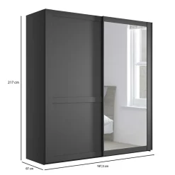 Wohnen Kleiderschränke<Schwebetürenschrank in Dunkelgrau foliert - Mataram