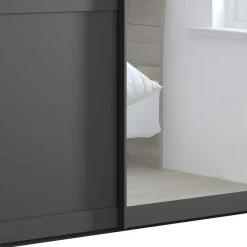 Wohnen Kleiderschränke<Schwebetürenschrank in Dunkelgrau foliert - Mataram