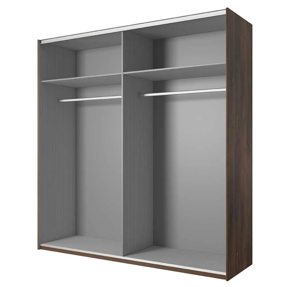 Wohnen Kleiderschränke<Schwebetürenschrank in Eiche Dunkel & Schwarz - Prabhaa