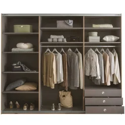 Wohnen Kleiderschränke|Schränke<Schwebetürenschrank in Grau und Wildeiche Hell - Simple