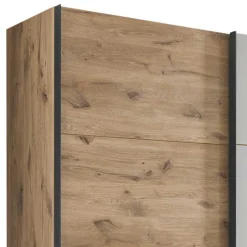 Wohnen Kleiderschränke|Schränke<Schwebetürenschrank in Grau und Wildeiche Hell - Simple