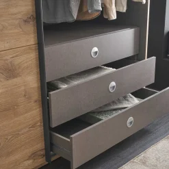 Wohnen Kleiderschränke|Schränke<Schwebetürenschrank in Grau und Wildeiche Hell - Simple