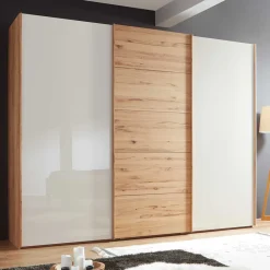 Wohnen Kleiderschränke|Schränke<Schwebetürenschrank in Kernbuche & Beige - Krofun