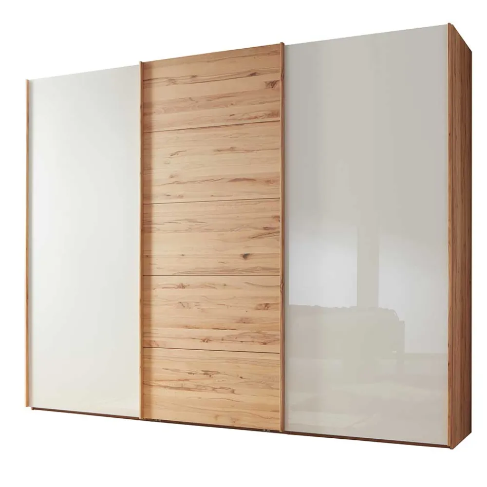 Wohnen Kleiderschränke|Schränke<Schwebetürenschrank in Kernbuche & Beige - Krofun