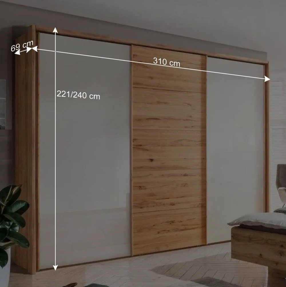 Wohnen Kleiderschränke|Schränke<Schwebetürenschrank in Kernbuche & Beige - Krofun