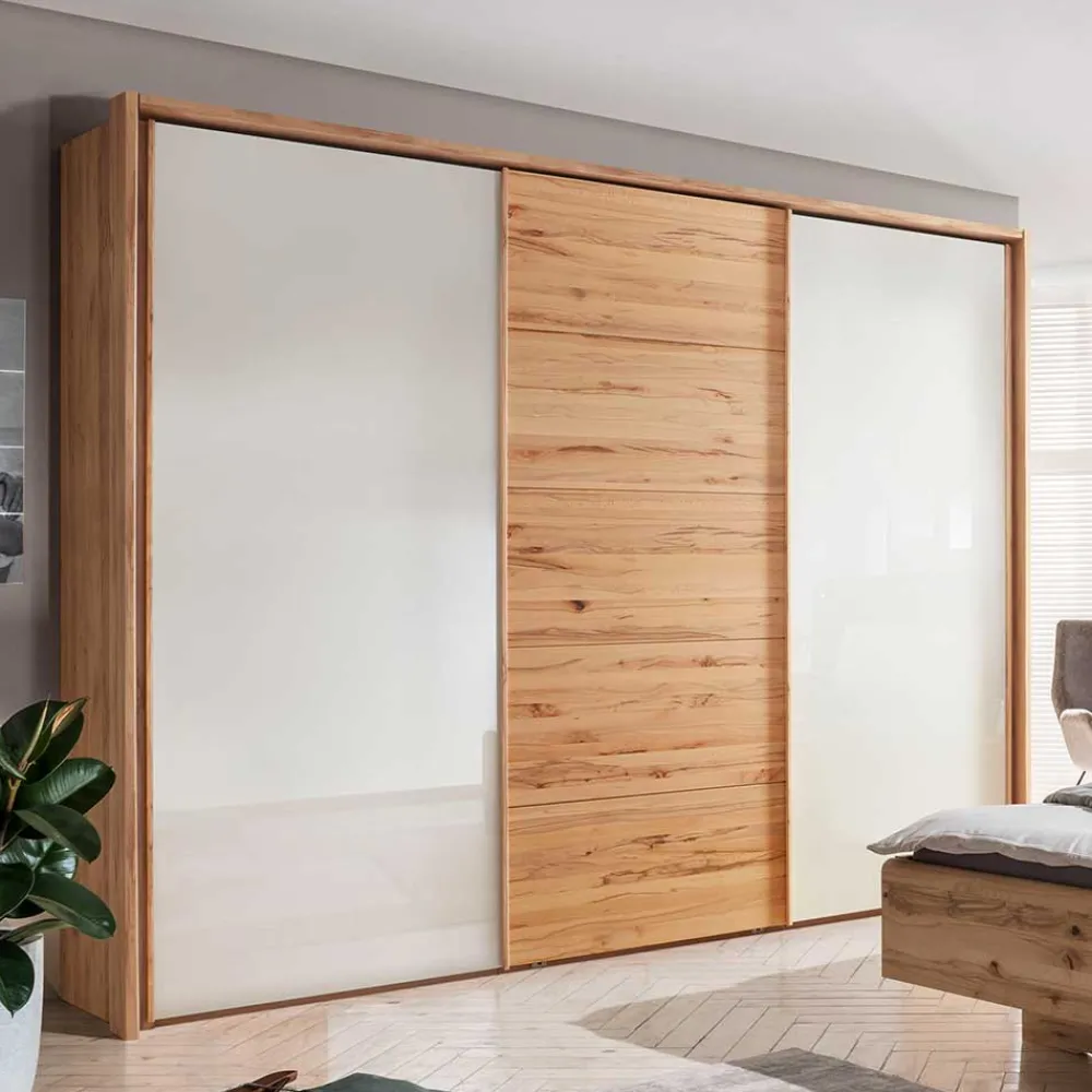 Wohnen Kleiderschränke|Schränke<Schwebetürenschrank in Kernbuche & Beige - Krofun
