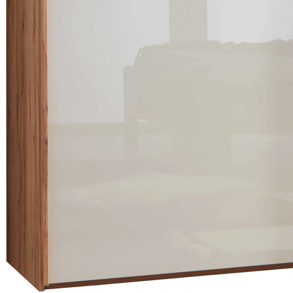 Wohnen Kleiderschränke|Schränke<Schwebetürenschrank in Kernbuche & Beige - Krofun