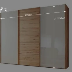 Wohnen Kleiderschränke|Schränke<Schwebetürenschrank in Kernbuche & Beige - Krofun
