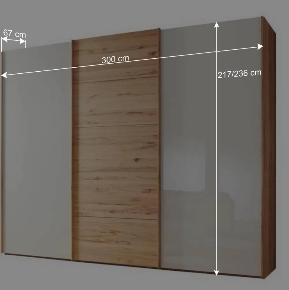 Wohnen Kleiderschränke|Schränke<Schwebetürenschrank in Kernbuche & Beige - Krofun