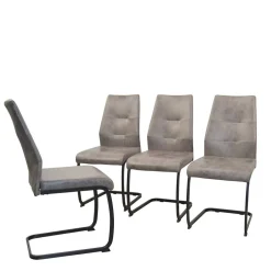 Wohnen Sessel|Stühle<Schwingstühle in Grau & Schwarz - Medeos (4er Set)