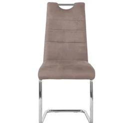 Wohnen Sessel<Schwingstuehle in Taupe und Chrom - Fyoras (4er Set)