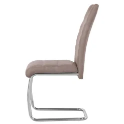 Wohnen Sessel<Schwingstuehle in Taupe und Chrom - Fyoras (4er Set)