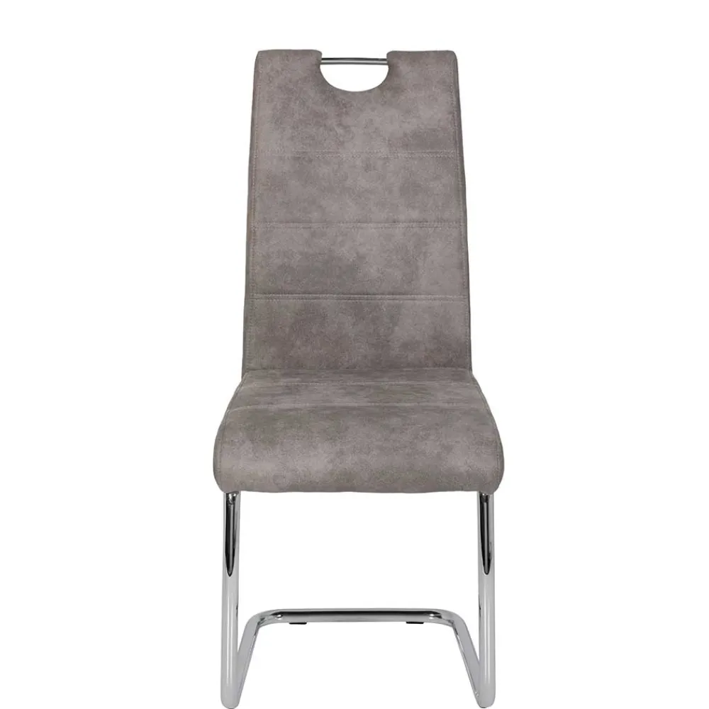Wohnen Sessel|Stühle<Schwingstuhl aus Microfaser Grau - Kirana (Set)