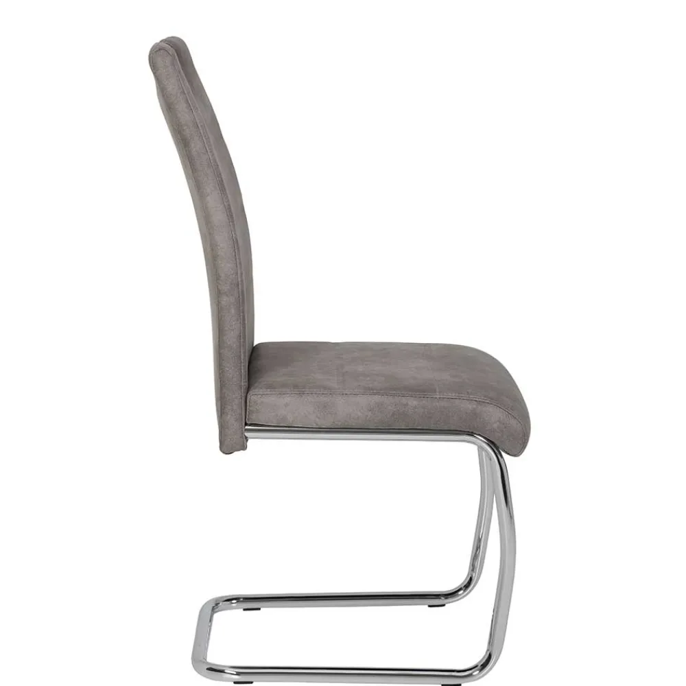 Wohnen Sessel|Stühle<Schwingstuhl aus Microfaser Grau - Kirana (Set)