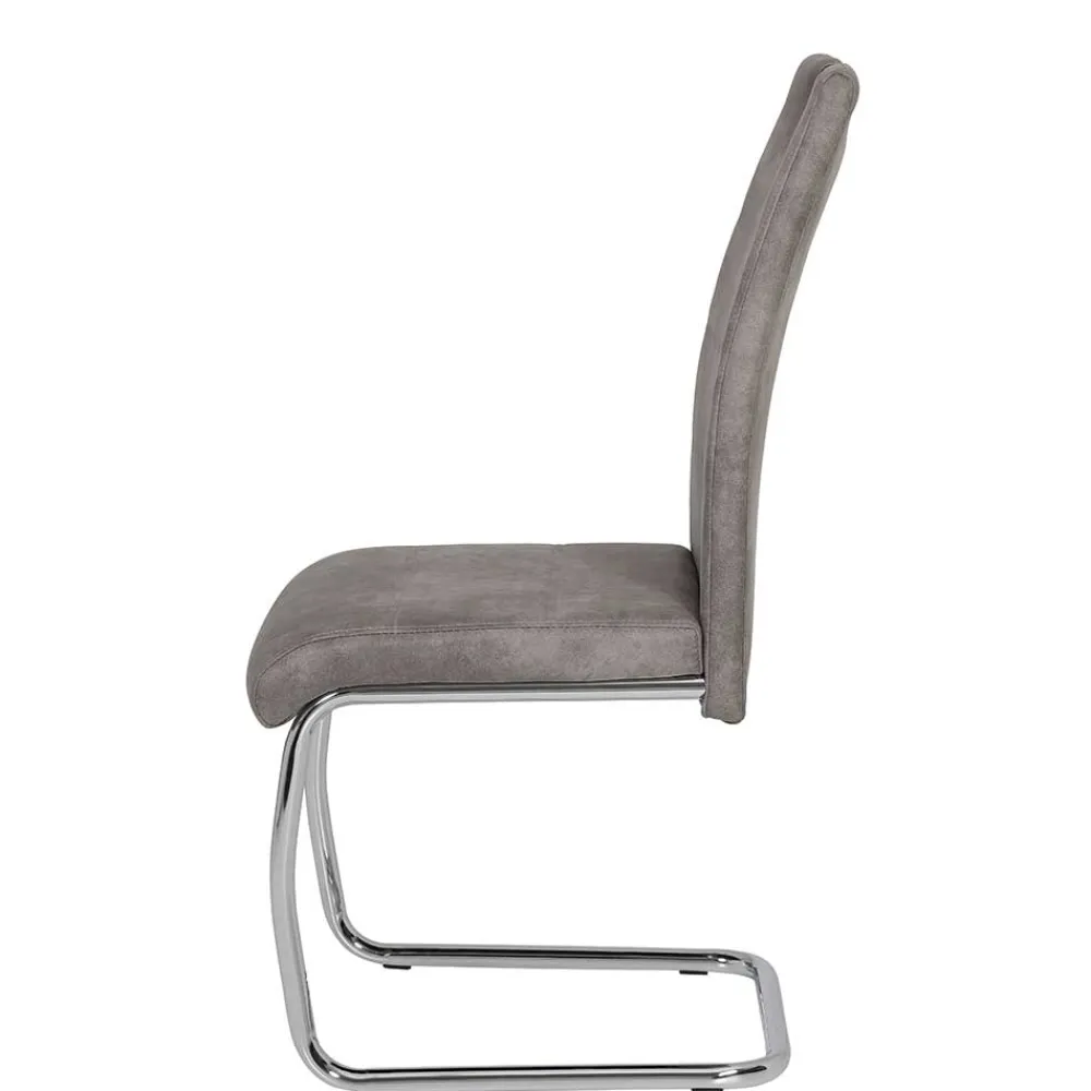 Wohnen Sessel|Stühle<Schwingstuhl aus Microfaser Grau - Kirana (Set)