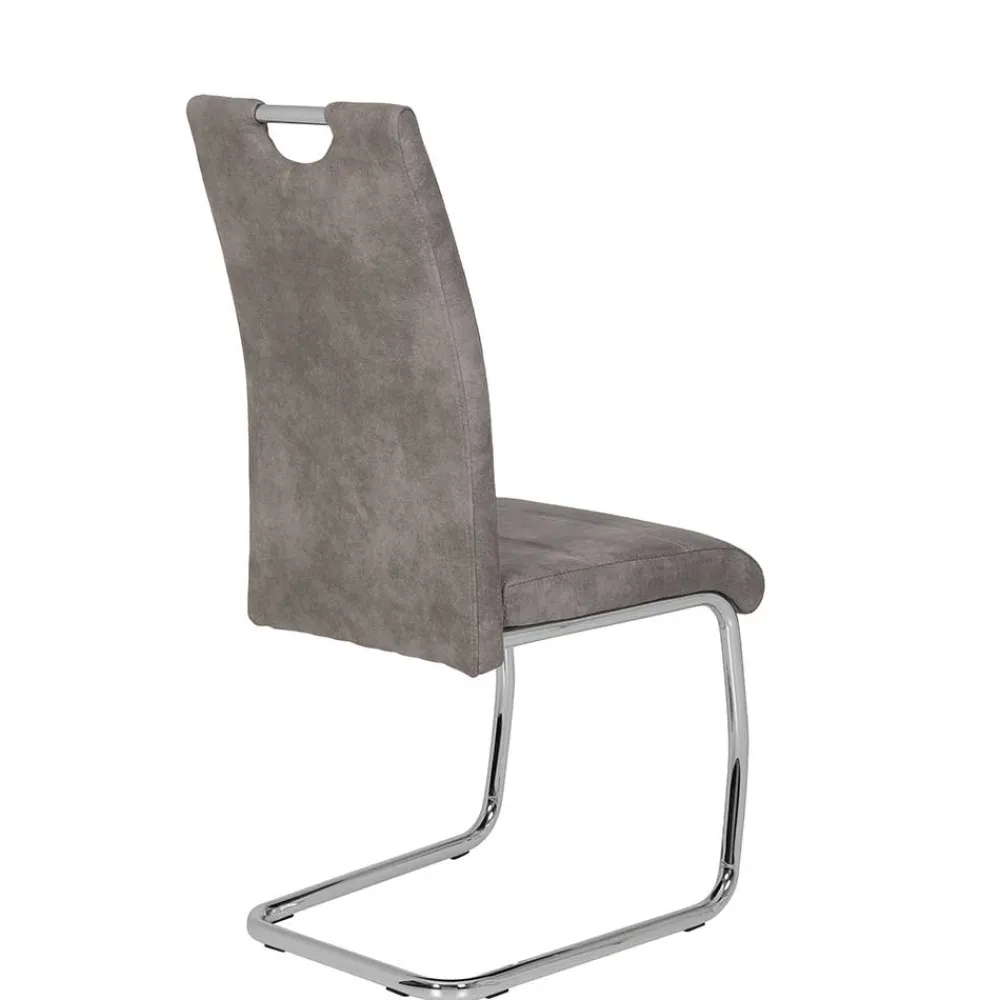 Wohnen Sessel|Stühle<Schwingstuhl aus Microfaser Grau - Kirana (Set)