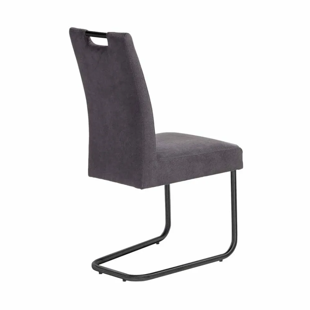 Wohnen Sessel|Stühle<Schwingstuhl Buleta mit Microfaser Bezug in Anthrazit (2er Set)