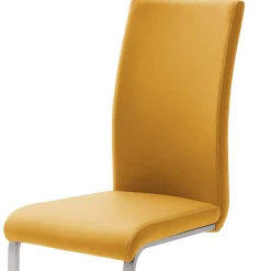 Wohnen Sessel|Stühle<Schwingstuhl in Curry Gelb Kunstleder Ericova mit Edelstahl Gestell (4er Set)