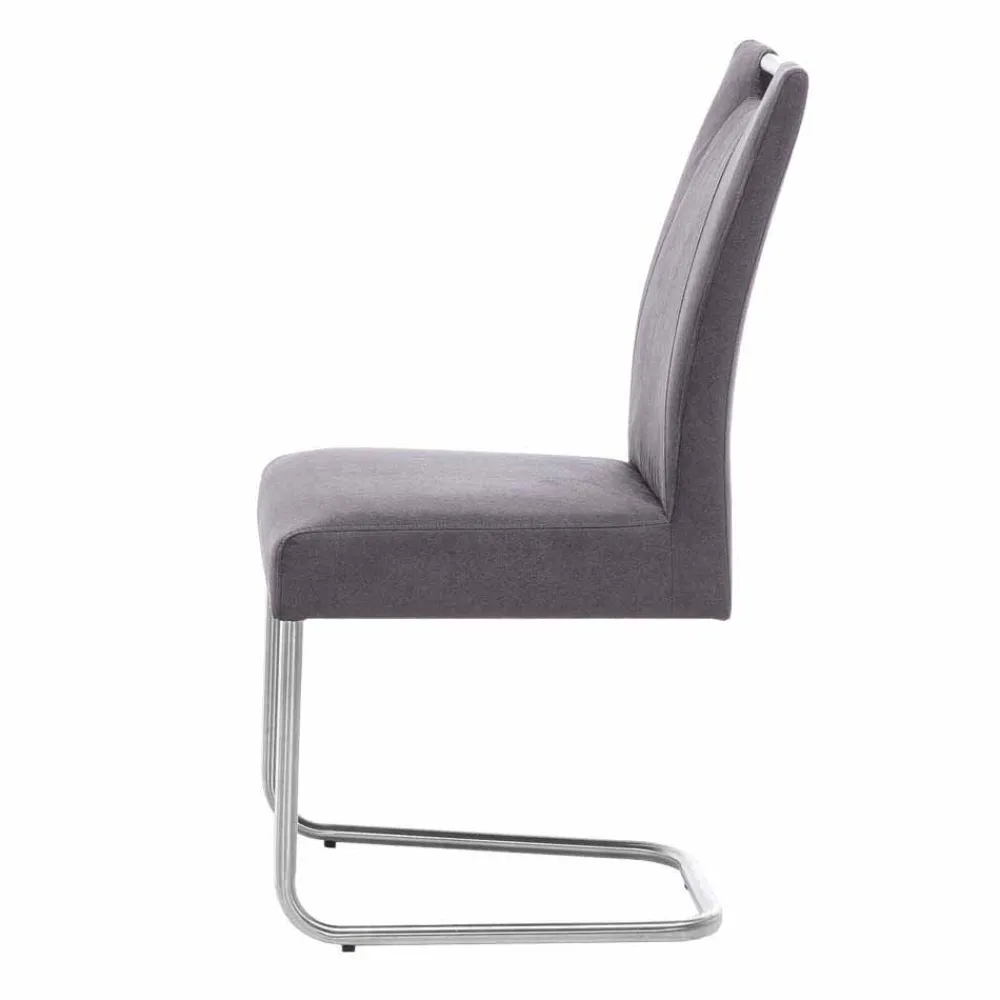 Wohnen Sessel|Stühle<Schwingstuhl Zanima mit Microfaser in Anthrazit (2er Set)