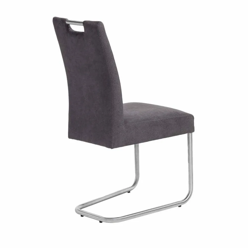 Wohnen Sessel|Stühle<Schwingstuhl Zanima mit Microfaser in Anthrazit (2er Set)