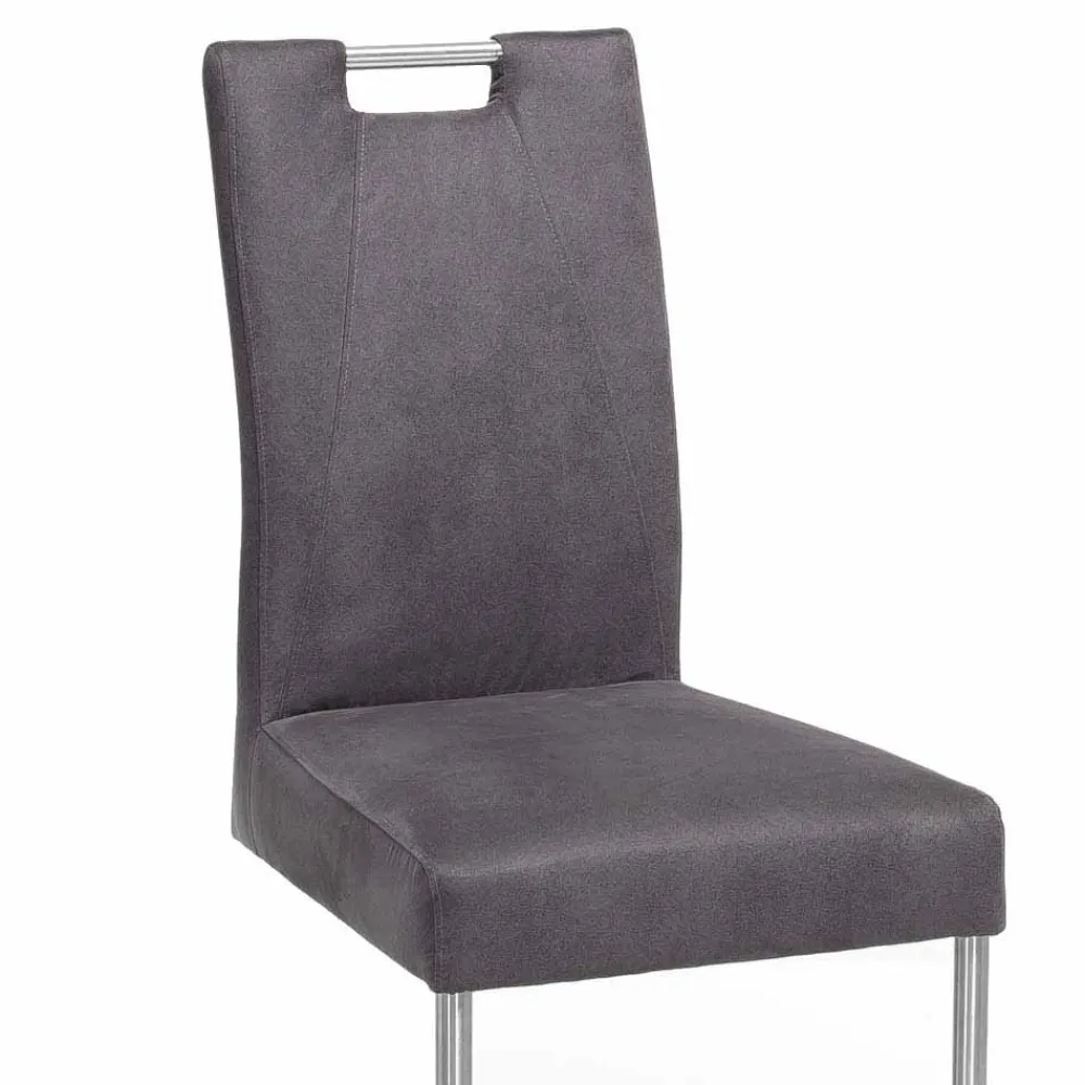 Wohnen Sessel|Stühle<Schwingstuhl Zanima mit Microfaser in Anthrazit (2er Set)