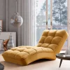 Wohnen Sofas<Schwungvolle Relaxliege in Senfgelb Velours - Hairosco