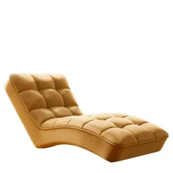 Wohnen Sofas<Schwungvolle Relaxliege in Senfgelb Velours - Hairosco