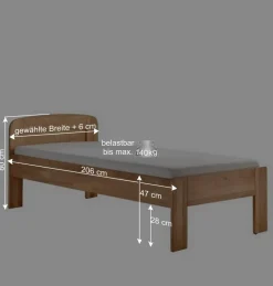 Wohnen Betten<Senioren-Einzelbett aus Wildeiche Massivholz - Issiaco