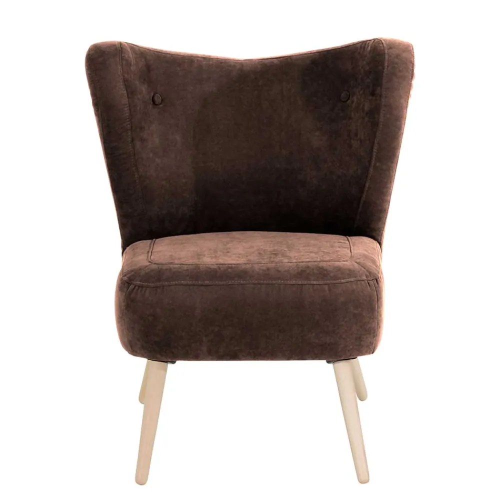Wohnen Sessel<Sessel in Braun Velours und Buche - Cremana