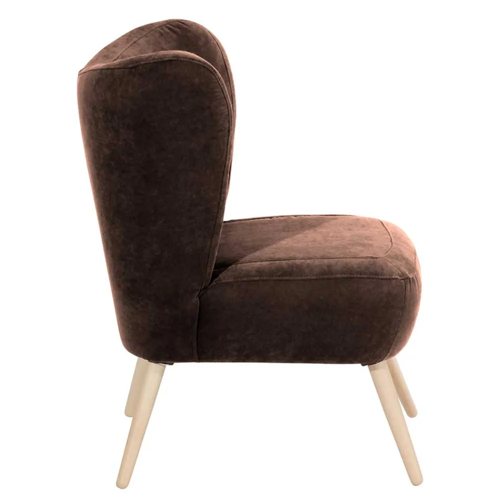 Wohnen Sessel<Sessel in Braun Velours und Buche - Cremana