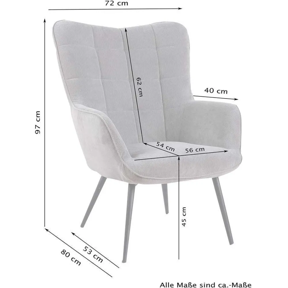Wohnen Sessel<Sessel mit Fußhocker aus Samt - Andra (zweiteilig)