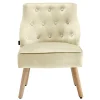 Wohnen Sessel<Sessel mit Knopfheftung in Creme Samt - Artling (2er Set)