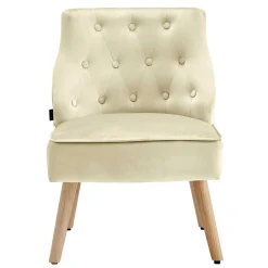 Wohnen Sessel<Sessel mit Knopfheftung in Creme Samt - Artling (2er Set)