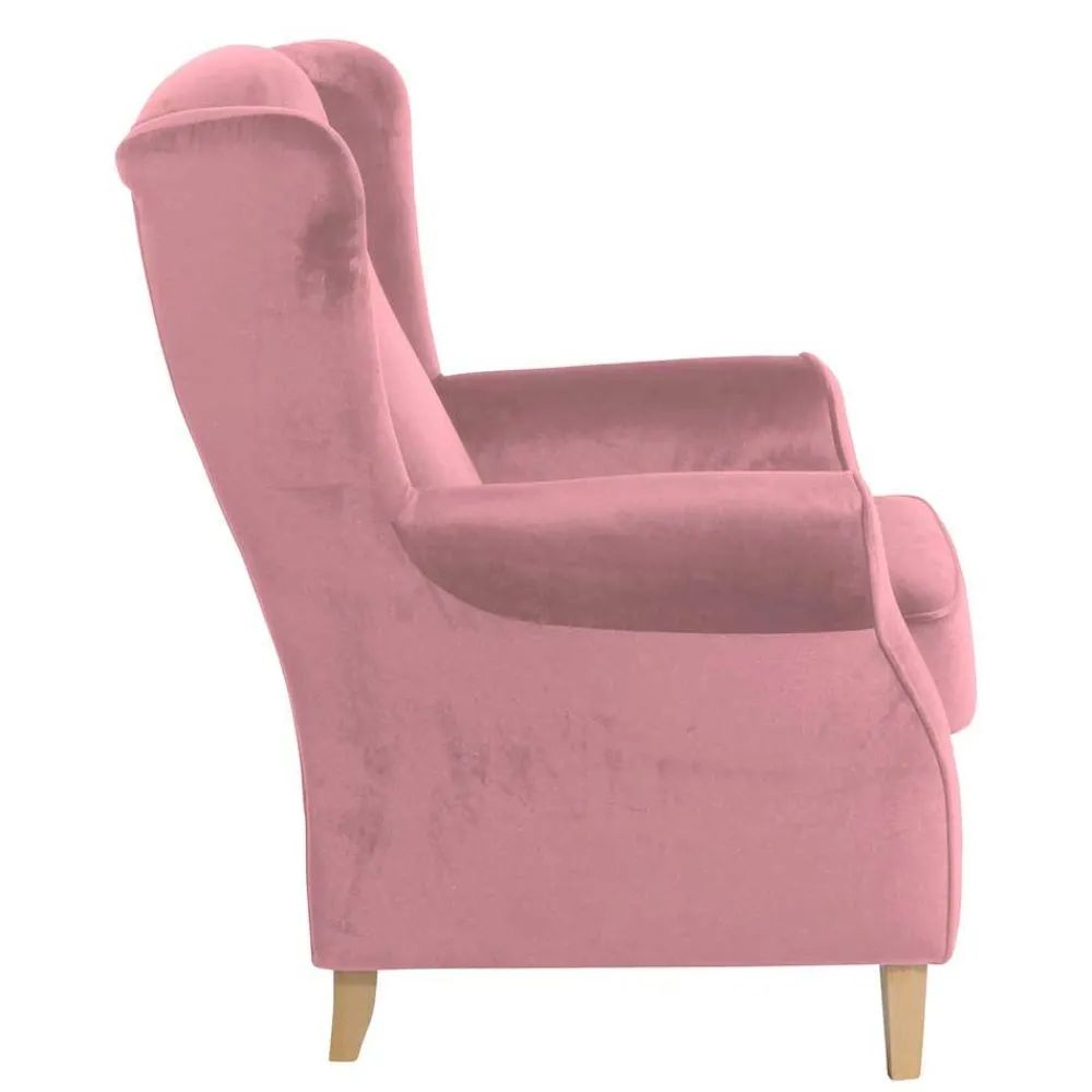 Wohnen Sessel<Sessel mit Ohren in Rosa Samtvelours - Cascaya