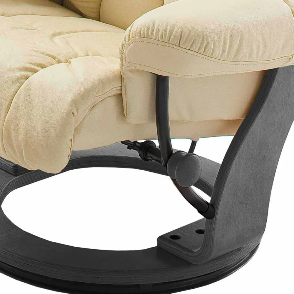 Wohnen Sessel<Sessel mit Relaxfunktion Leder in Creme Jet inkl. Fußhocker (zweiteilig)