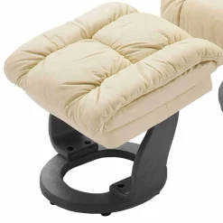 Wohnen Sessel<Sessel mit Relaxfunktion Leder in Creme Jet inkl. Fußhocker (zweiteilig)