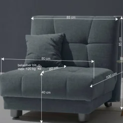 Wohnen Sofas<Sessel mit Schlaffunktion in Petrol & Alu - Samuele