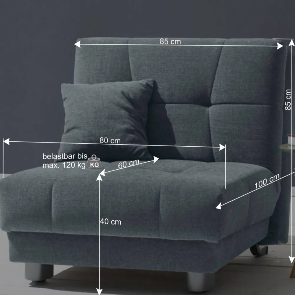 Wohnen Sofas<Sessel mit Schlaffunktion in Petrol & Alu - Samuele