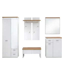 Wohnen Garderoben<Set Dielen Möbel Kombi mit LED - Nusenia (fünfteilig)