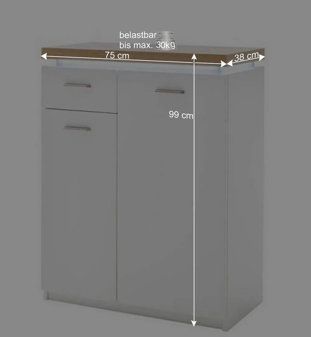 Wohnen Garderoben<Set Dielen Möbel Kombi mit LED - Nusenia (fünfteilig)