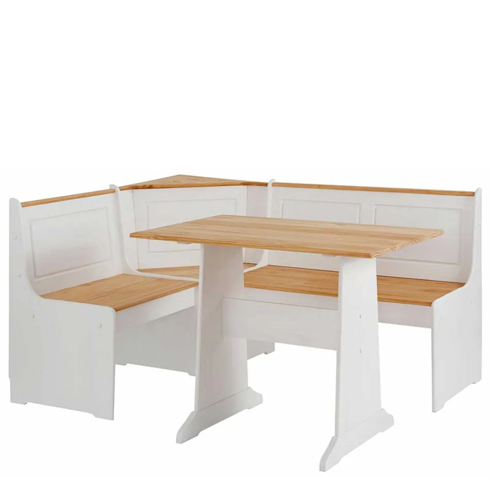 Wohnen Sitzgruppe<Set Landhaus Eckbank & Tisch - Lilien (zweiteilig)