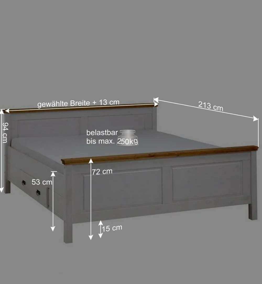 Wohnen Betten<Set Landhausbett & Nachtschränke - Sibiuta (dreiteilig)