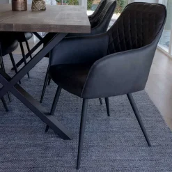 Wohnen Sitzgruppe<Set Loft X-Fuß Tisch & Tischsessel - Ghaz (siebenteilig)