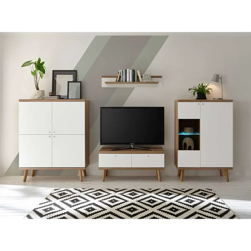 Wohnen Wohnwände<Set Skandi Möbel fürs Wohnzimmer - Cablos (vierteilig)