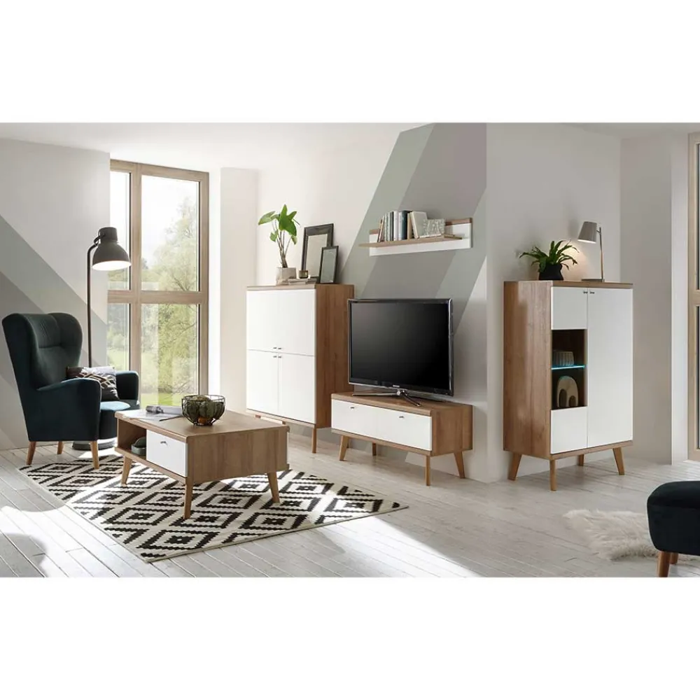 Wohnen Wohnwände<Set Wohnzimmermöbel im Skandi Design - Cablos II (fünfteilig)