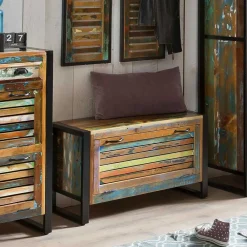 Wohnen Sitzbank<Shabby Chic Bank mit Schuhaufbewahrung - Vosbadus